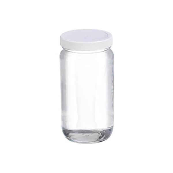 Cp Lab Safety. Wheaton 16 oz Clear Wide Mouth Straight Side Glass Bottles 70-400 PTFE Lined Caps Case of 24 W217004 - main